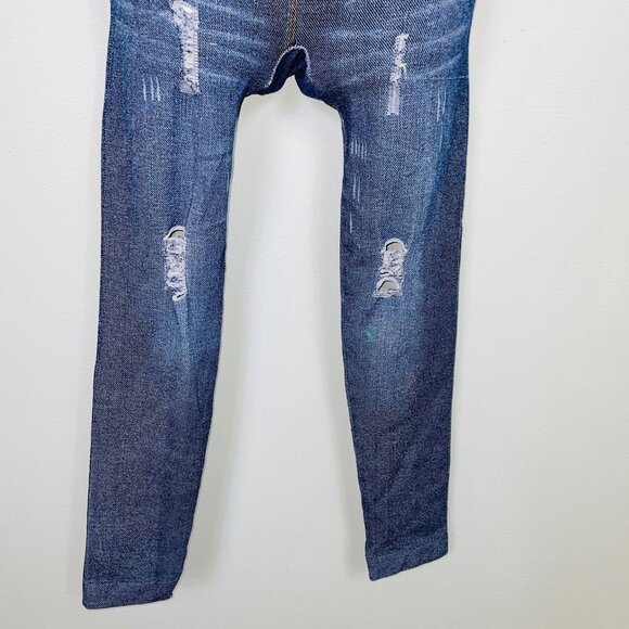 Weissman 10341 Adult Dance Size S Blue Stretch Leggings Distressed Jeggings - Picture 4 of 11